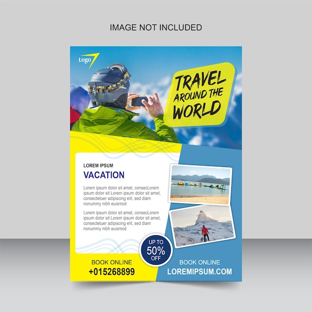 Vecteur de modèle de flyer de voyage