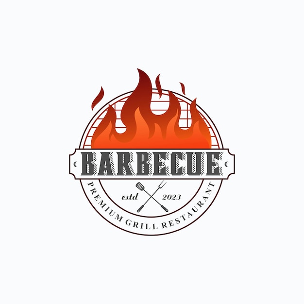 Vecteur de modèle de logo de barbecue détaillé