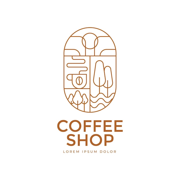 Vecteur De Modèle De Logo De Café De Ligne Minimale