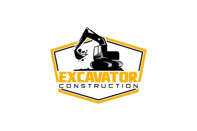 Vecteur de modèle de logo d'excavatrice Vecteur de logo d'équipement lourd pour entreprise de construction.