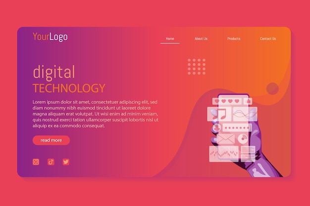 Vecteur de modèle de page de destination de technologie numérique