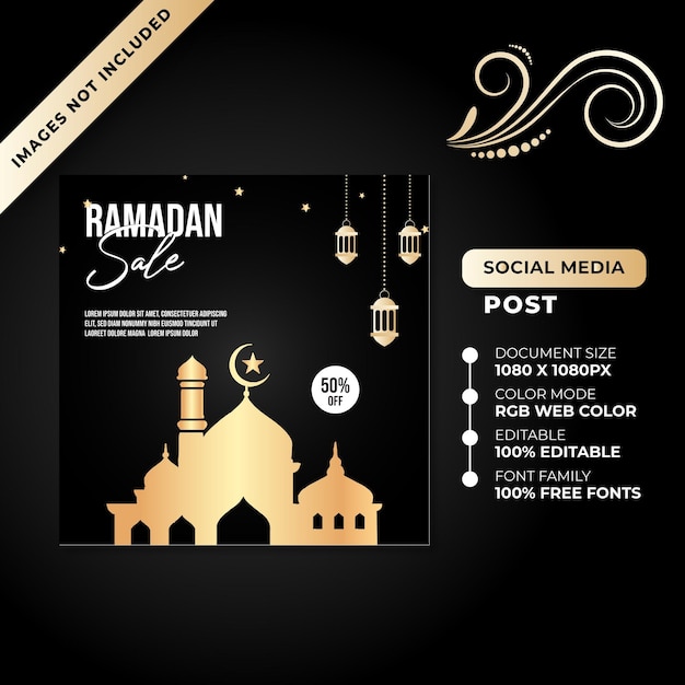 Vecteur De Modèle Premium De Promotion De Publication De Médias Sociaux De Vente De Ramadan