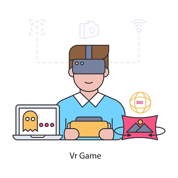 vecteur modifiable d'illustration de jeu de réalité virtuelle