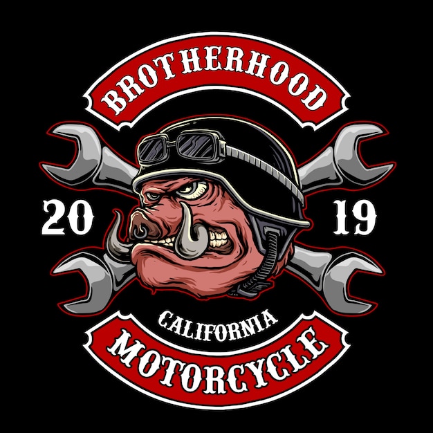 Vecteur De Motard Cochon Ou Porc Pour Le Logo Du Club De Moto