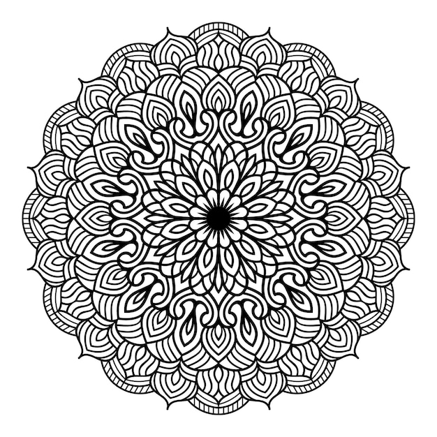 Vecteur De Motif Floral Mandala Noir Et Blanc Sur Fond Blanc Pour Le Modèle De Conception De Livre à Colorier