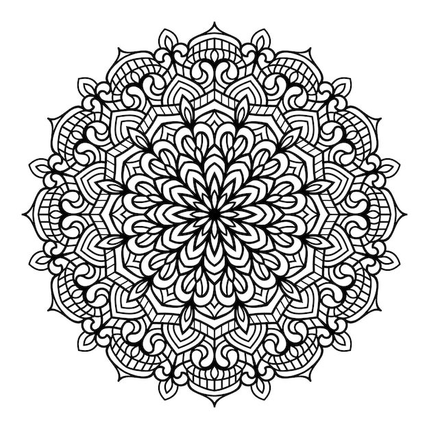 Vecteur De Motif Floral Mandala Noir Et Blanc Isolé Sur Fond Blanc Pour Les Pages à Colorier Kdp