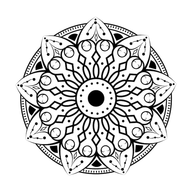 Vecteur De Motif Noir Et Blanc De Mandala En Forme De Fleur Dans L'illustration