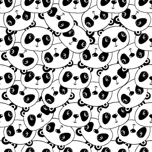 Vecteur De Motif Sans Couture De Visage De Panda De Dessin Animé Mignon