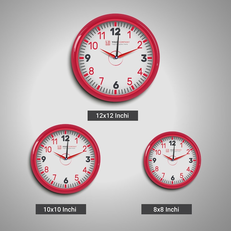 Vecteur vecteur mur rond horloge de bureau promotionnelle avec cadran blanc