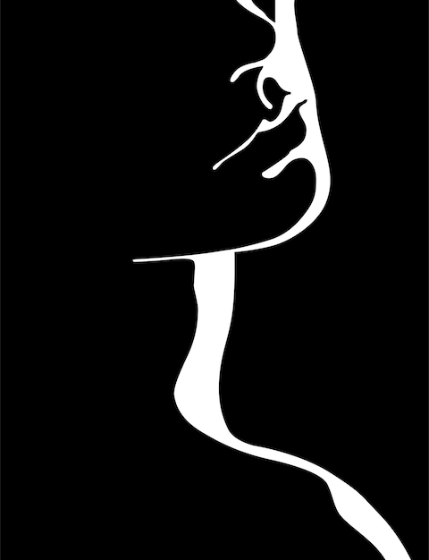 Vecteur vecteur noir et blanc lumière et ombre illustration isolée d'un beau visage féminin.