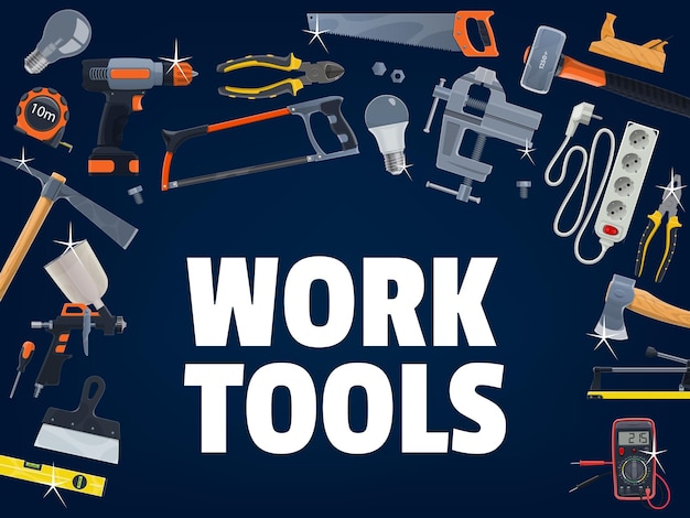 Vecteur D'outils De Travail De Construction Et De Réparation De Maison