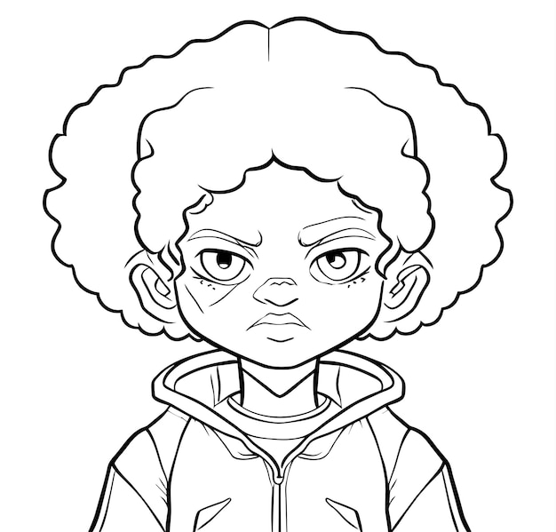 Vecteur vecteur de page de coloriage de fille afro