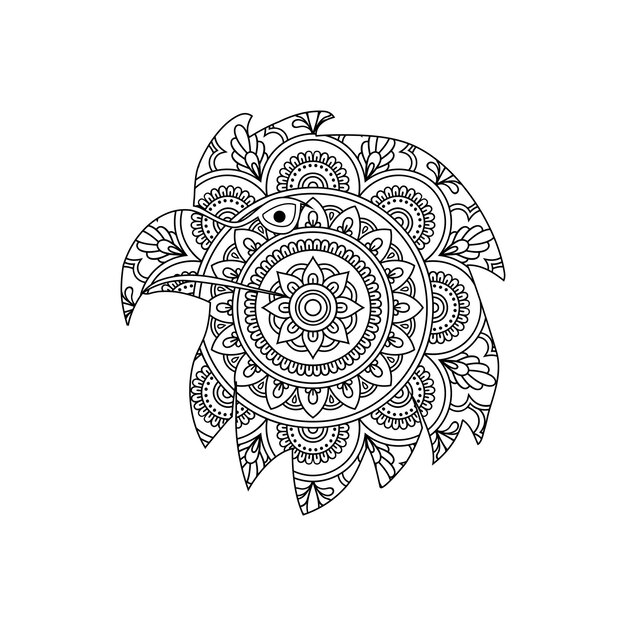 Vecteur vecteur de page de coloriage de mandala animal