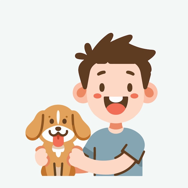 Vecteur de personnes heureuses avec des chiens dans un style de conception plat