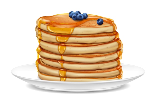 Vecteur de pile de crêpes moelleuse 3D réaliste et détaillé