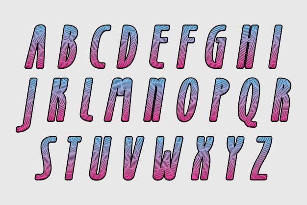 Vecteur de polices colorées stylisées et alphabet pour les créations de logo