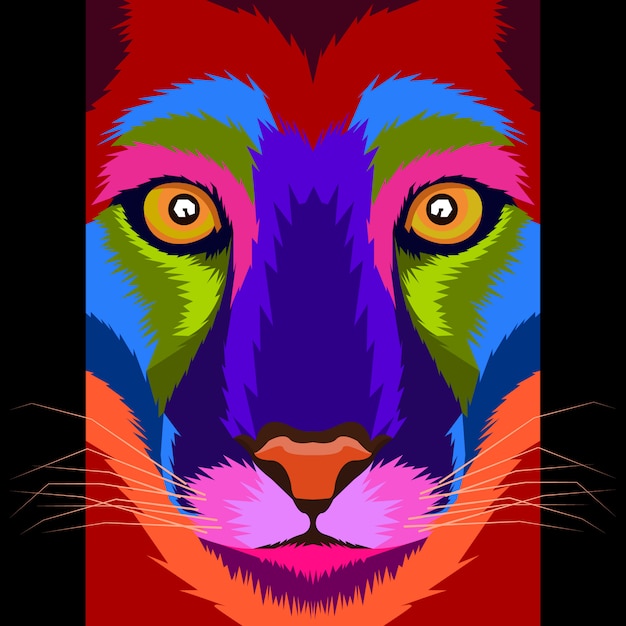 Vecteur vecteur de pop art lion coloré