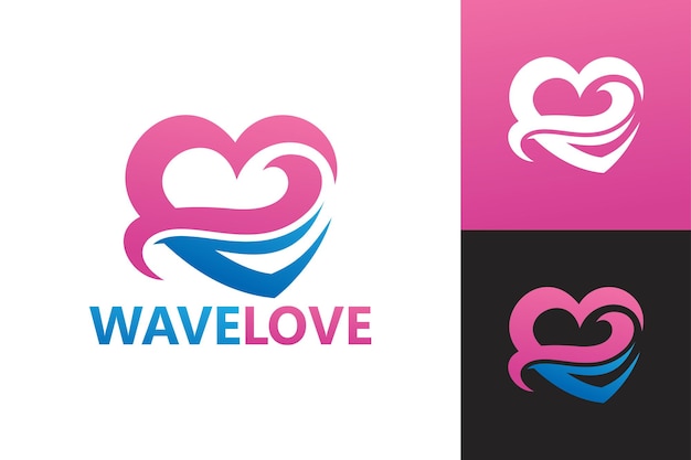 Vecteur premium de modèle de logo d'amour de vague