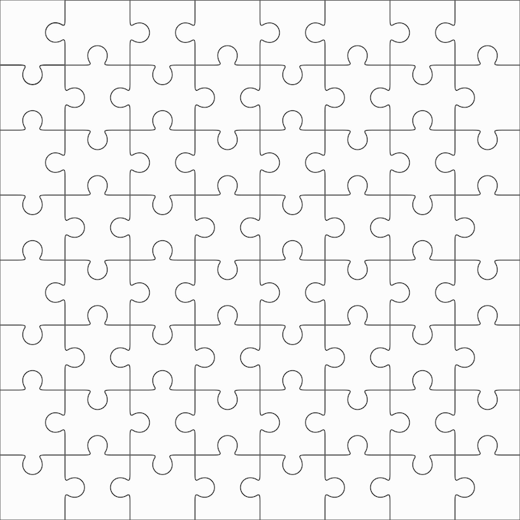Vecteur vecteur de puzzle, modèles simples vierges, soixante-quatre éléments