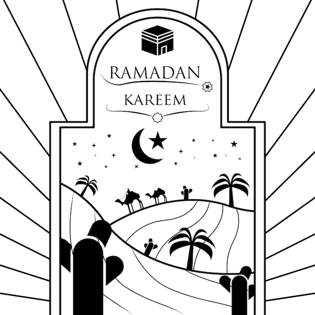 Vecteur Ramadan kareem élément fond design décoratif style noir et blanc
