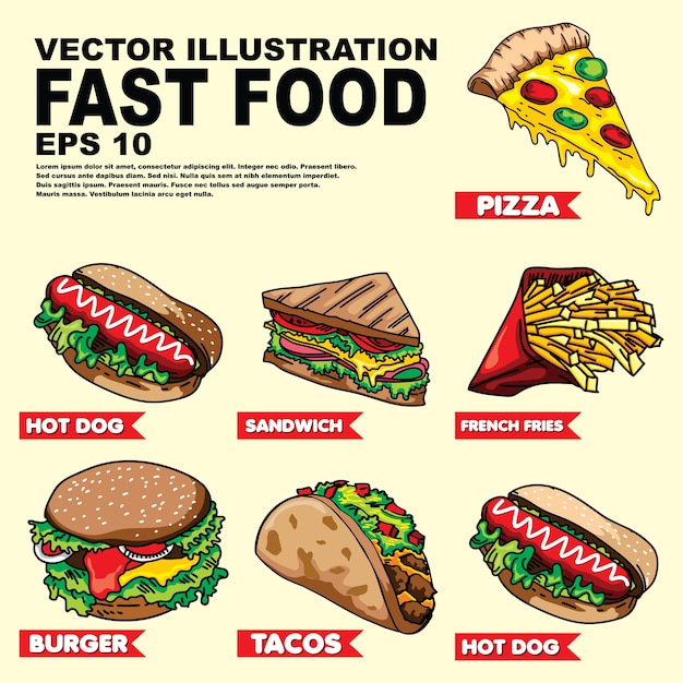 Vecteur Set Illustration De Fast Food