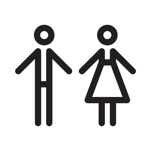 Vecteur de signe de toilette avec symbole homme et femme dans une illustration de pictogramme de glyphe