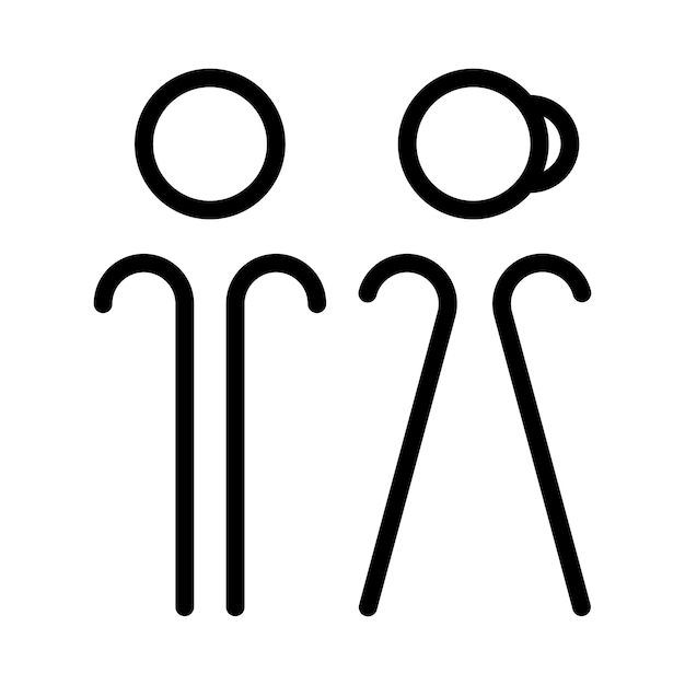 Vecteur de signe de toilette avec symbole de toilettes homme et femme dans une illustration de pictogramme de glyphe