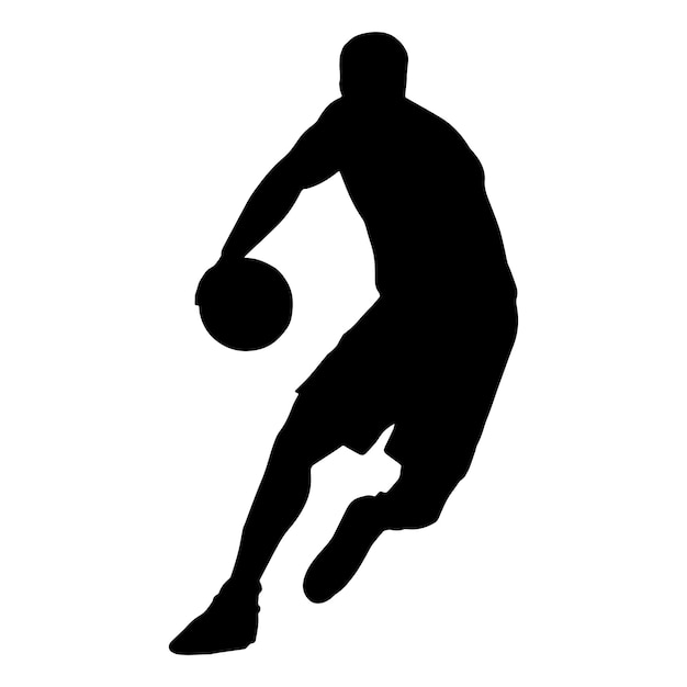 Vecteur vecteur de silhouette de basket-ball isolé noir sur fond blanc