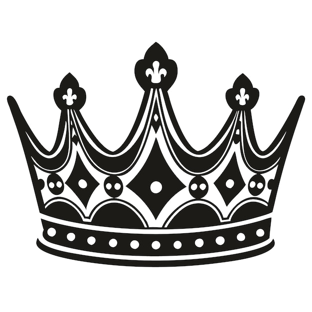Vecteur de silhouette de la couronne du roi et de la reine isolé sur fond blanc