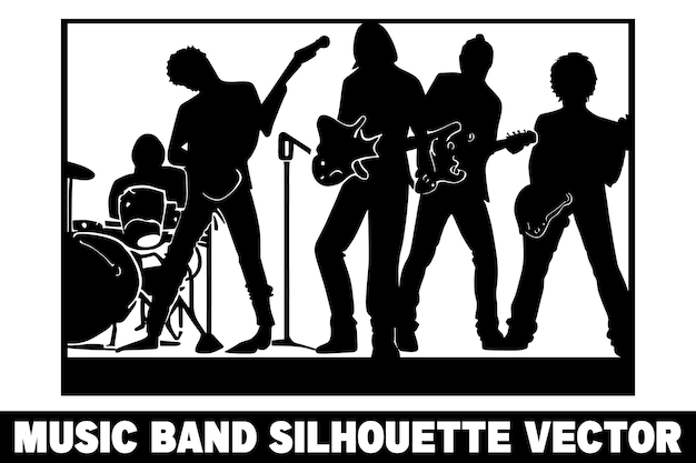 Vecteur De Silhouette De Groupe De Musique Vecteurs De Silhouettes De Groupe D'art De Silhouetten De Groupe De Musiciens