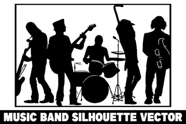 Vecteur De Silhouette De Groupe De Musique Vecteurs De Silhouettes De Groupe D'art De Silhouetten De Groupe De Musiciens