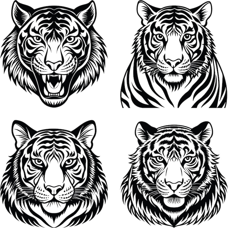 Vecteur vecteur de silhouette de tête de tigre
