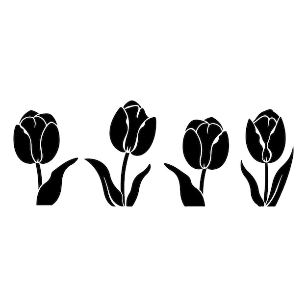 Vecteur vecteur des silhouettes de tulipes