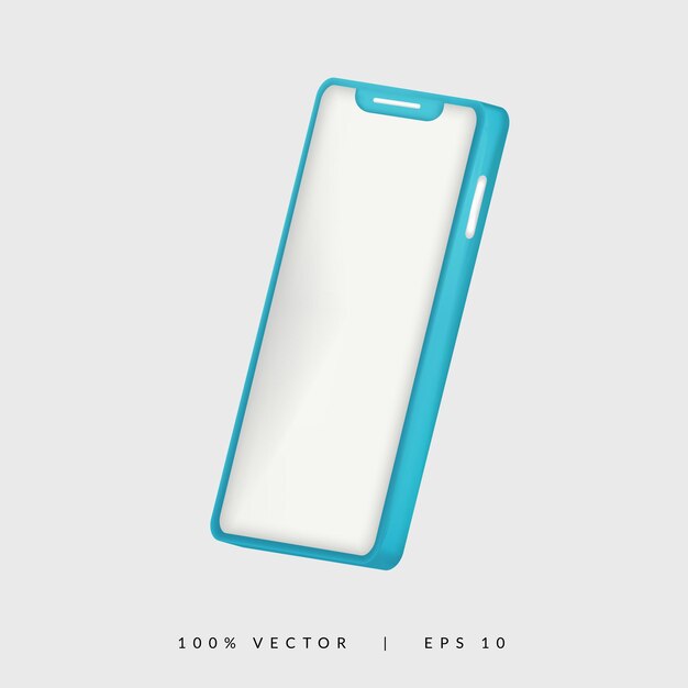 vecteur de smartphone 3d avec vue latérale isolé sur fond blanc