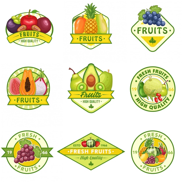 Vecteur Stock Ensemble De Logo De Fruits