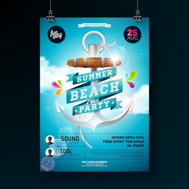 Vecteur Summer Beach Party Flyer Design