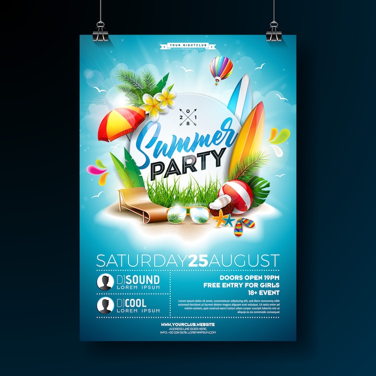 Vecteur vecteur summer beach party flyer design