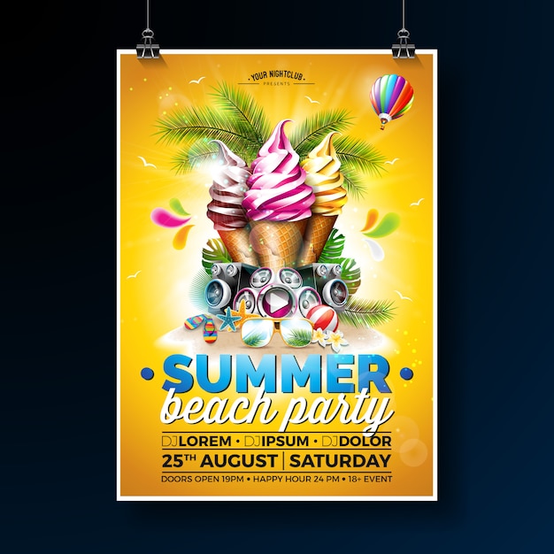 Vecteur vecteur summer beach party flyer design