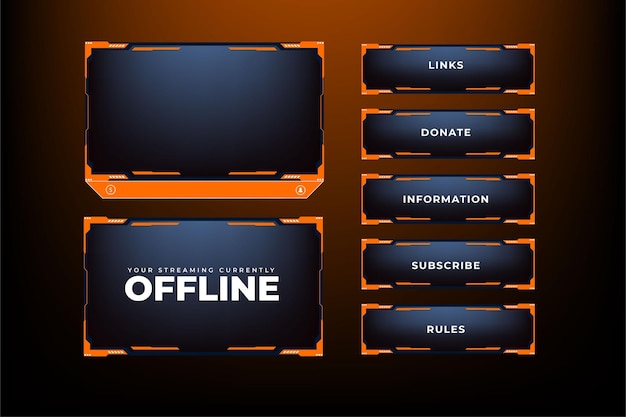 Vecteur De Superposition De Jeu Avec Des Formes De Couleur Orange Et Foncée Cadre De Superposition De Streaming Et Décoration D'interface D'écran Conception Futuriste De Superposition De Streaming En Direct Avec Des Formes Créatives Pour Les Joueurs En Ligne