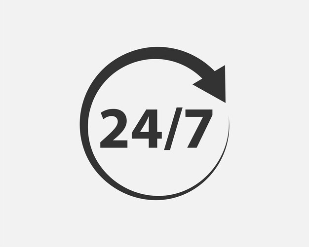 Vecteur de symbole d'icône de service 24 heures sur 24