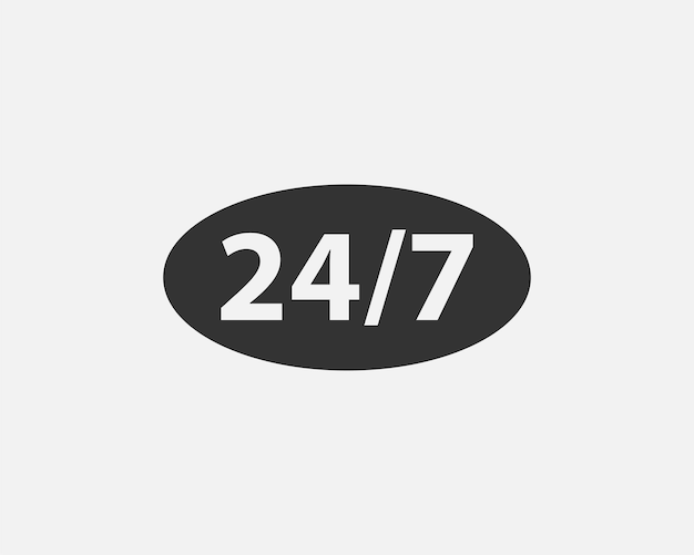 Vecteur de symbole d'icône de service 24 heures sur 24