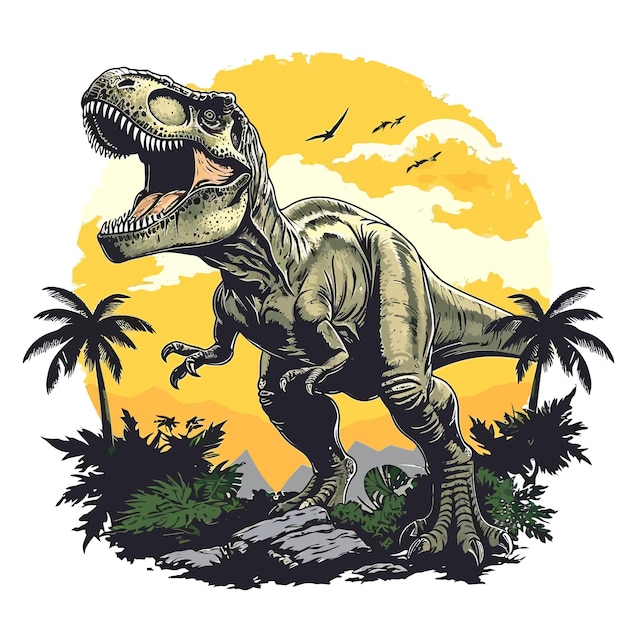 Vecteur De T-shirt Dinosaure