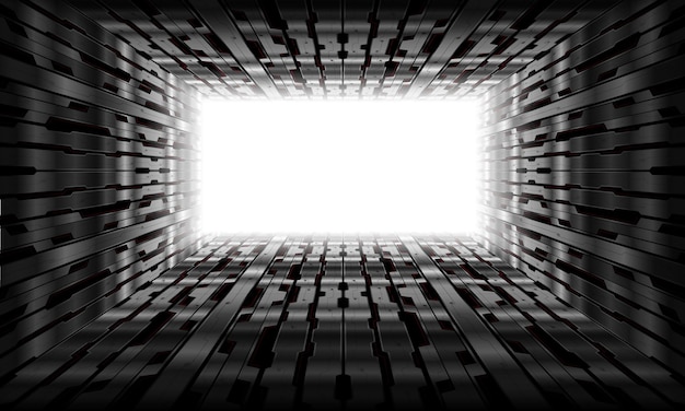 Vecteur technologie futuriste métal noir cyber salle lumière blanche design fond moderne