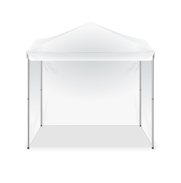 Vecteur vecteur de tente blanche extérieure vierge détaillée 3d réaliste