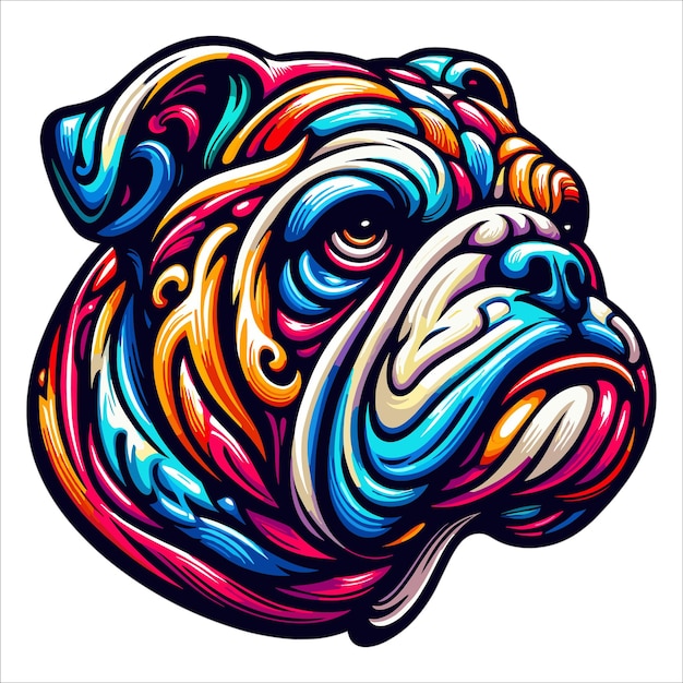 Vecteur de tête de bulldog coloré