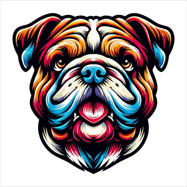 Vecteur vecteur de tête de bulldog coloré