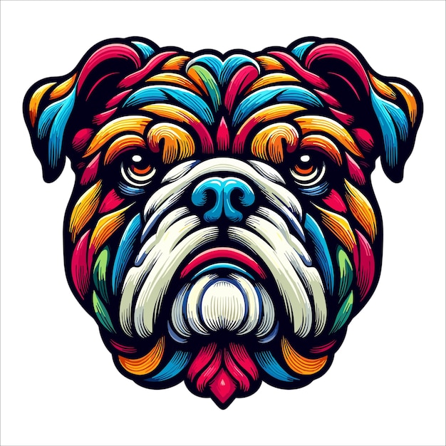 Vecteur vecteur de tête de bulldog coloré