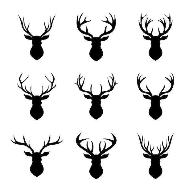 Vecteur, Tête Orignal, Cerf, Silhouette