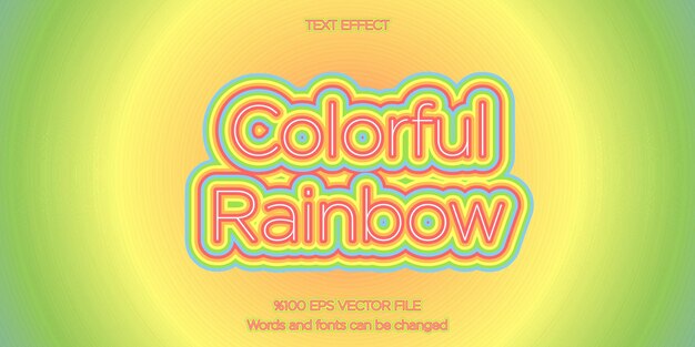 Vecteur vecteur de texte modifiable arc-en-ciel coloré