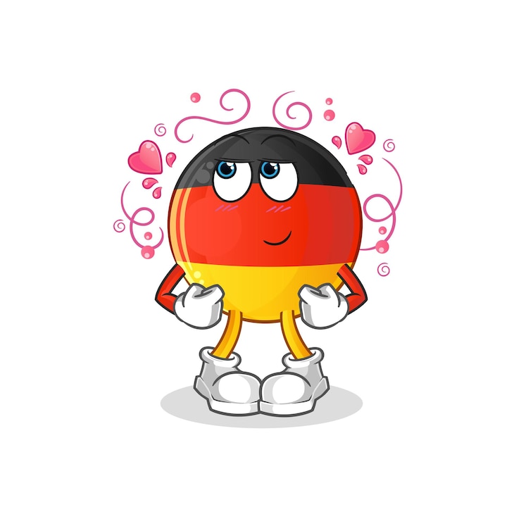 Vecteur vecteur timide du drapeau allemand. personnage de dessin animé